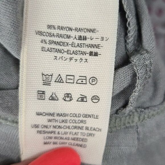 Free People Gray Print Hi-Low Midi Wrap Split Skirt Soft Knit Floral Border Maxi - Picture 9 of 11